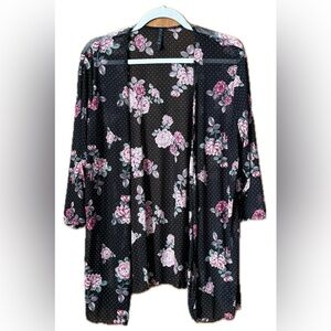 Floral Black Kimono Robe